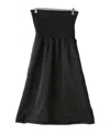 Amomento Black Shirring Flare Midi Skirt