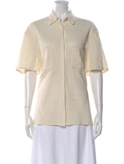 Pre-owned Amomento Short Sleeve Button-up Top In Neutral