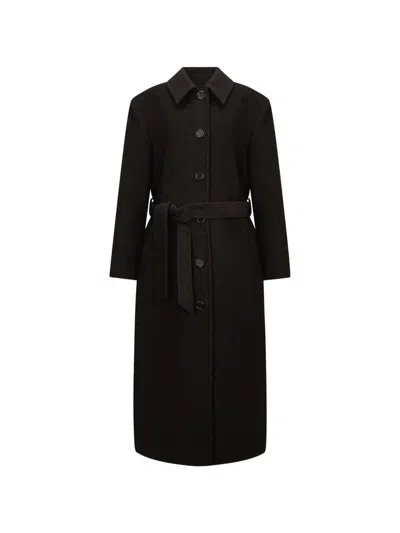 Amomento Single-breasted Belted Coat In Brown