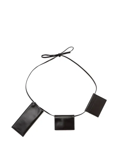 Amomento Slim Leather Belt Bag In Black