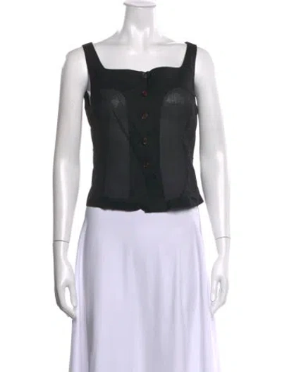 Pre-owned Amomento Square Neckline Sleeveless Top In Black