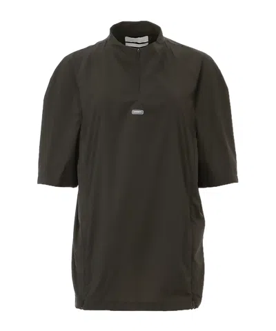 Amomento Stand Collar Zip T-shirt In Gray