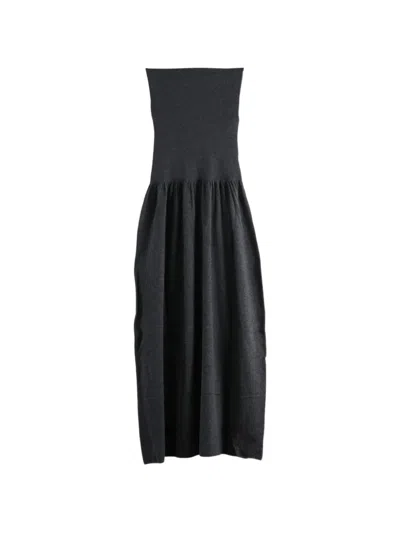 Amomento Strapless Gathered-waist Maxi Dress In Black