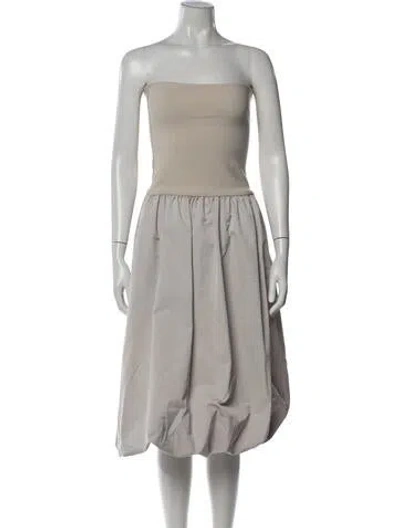 Pre-owned Amomento Strapless Midi Length Dress In Neutrals