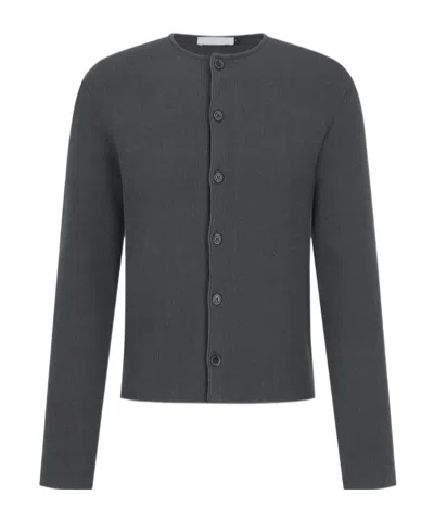 Amomento Stripe Button Up Cardigan In Gray