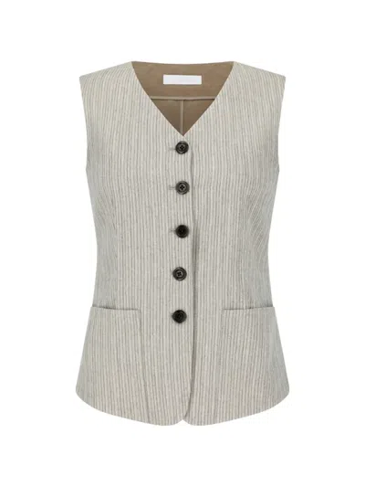 Amomento Stripe-pattern Waistcoat In Neutral