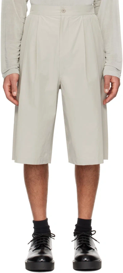 Amomento Taupe Two Tuck Shorts In Grey Beige
