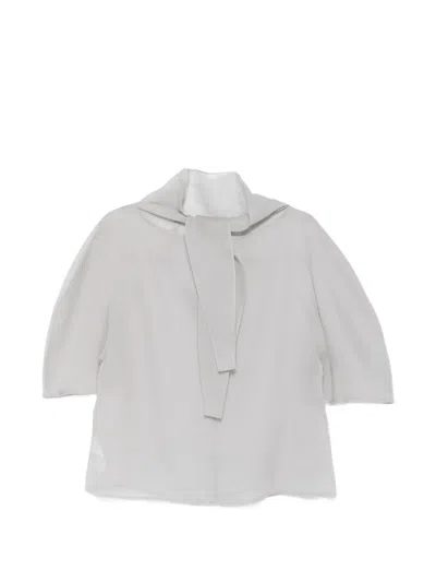 Amomento Tie-fastening Sheer Blouse In White