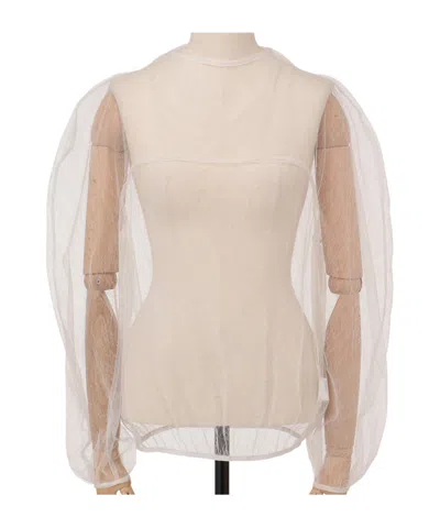 Amomento Transparent Lace Top In Neutral