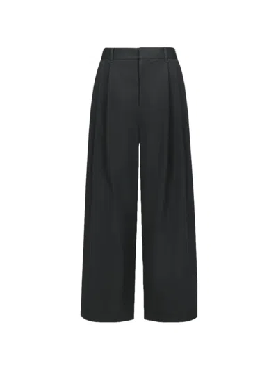Amomento Two-tuck Wide-leg Trousers In Black
