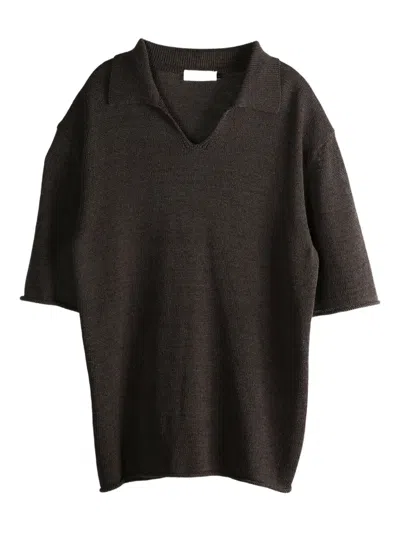 Amomento V-neck Polo Shirt In Black