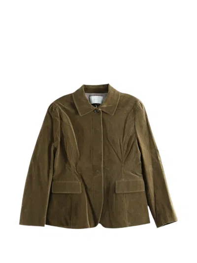 Amomento Velvet-effect Single-breasted Jacket In Green