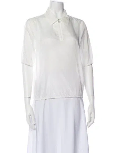 Pre-owned Amomento V-neck Three-quarter Sleeve Polo In White
