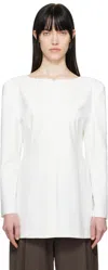 Amomento White Boat Neck Two Way Blazer In White
