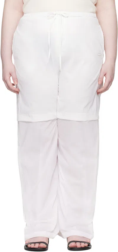 Amomento White Nylon Layered Trousers