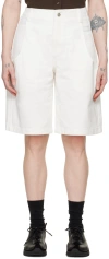 Amomento White Pocket Denim Shorts In White