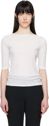 Amomento White Round Short Sleeve T-shirt In White