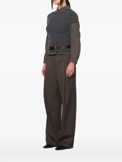 Amomento Wholegarment Hairy-knit T-shirt In Gray