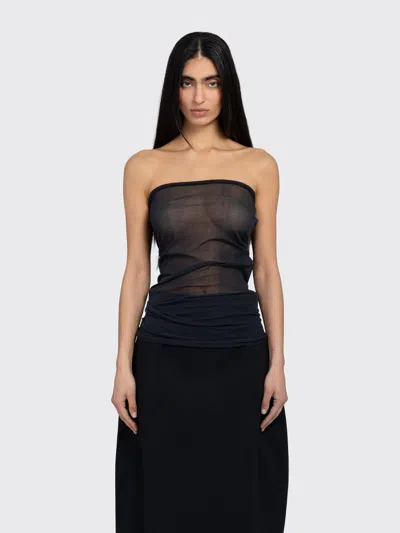 Amomento Wholegarment Knit Sheer Bandeau In Black