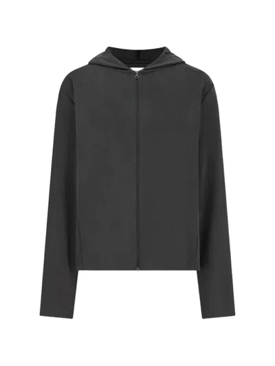 Amomento Zip-up Jersey Hoodie In Gray