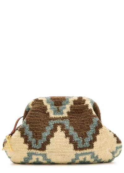 Among Equals Bilum Patterned Wool-blend Clutch In Brown