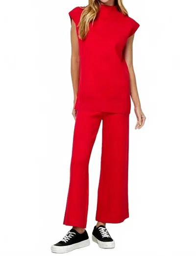 Amongst Others Match Made Cropped Wide Sweater Pant In Red