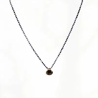 Amonta Women's Blue / Brown Mystic Gaze Chrysoberyl Cat's Eye Silk Necklace In Multi