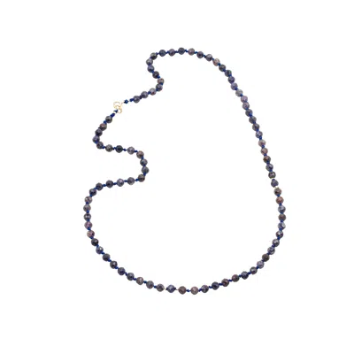 Amonta Women's Blue / Gold Deep Blue Sapphire On Silk Necklace In Multi
