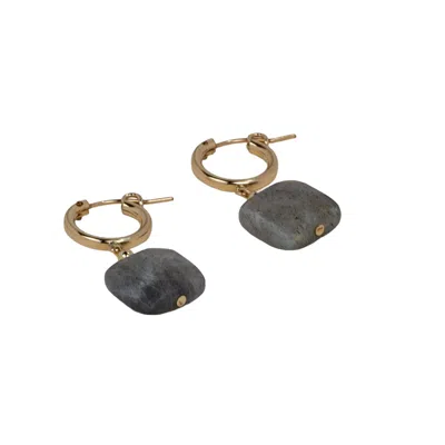Amonta Women's Gold / Grey Labradorite Gold Filled Hoop Earrings In Pink