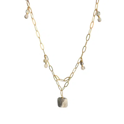 Amonta Women's Gold / Grey Labradorite Reflection Choker