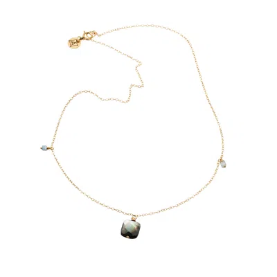 Amonta Women's Gold Inner Calm – Mother Of Pearl & Aquamarine Necklace