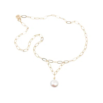Amonta Women's Gold / White Triumph Pearl Necklace