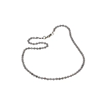 Amonta Women's Grey / Silver Labradorite Silk Necklace In Metallic