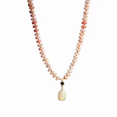 Amonta Women's Pink / Black / Gold Goddess Opal Necklace