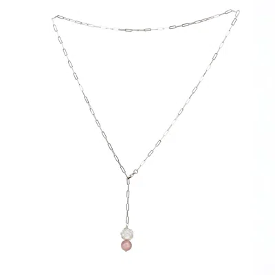 Amonta Women's Pink / Silver / White Rose Veil Necklace
