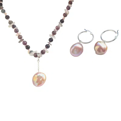 Amonta Women's Silver Luna Harmony – Sapphire, Moonstone & Baroque Pearl Set In Gold
