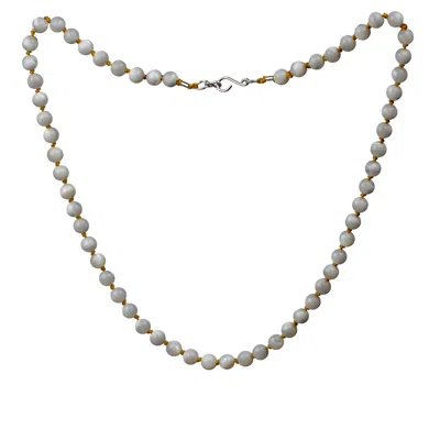 Amonta Women's Yellow / Silver / Gold Mother Of Pearl Silk Necklace