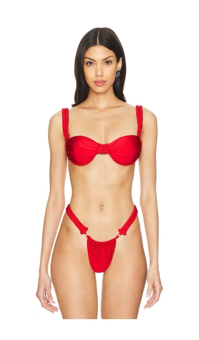 Amor Mia Braided Bikini Top In Red