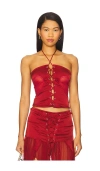 Amor Mia Gathered Heart Top In Red