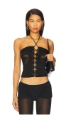 Amor Mia Gathered Heart Top In Black