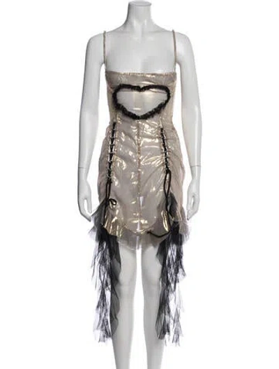 Pre-owned Amor Mia Printed Mini Dress W/ Tags In White