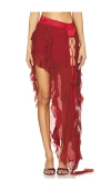 Amor Mia Tear Maxi Skirt In 红色