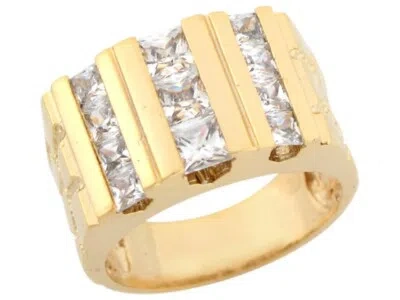 Pre-owned Amoravi 10k Or 14k Real Gold White Cz Striking Fashionable Nugget Designer Mens Ring