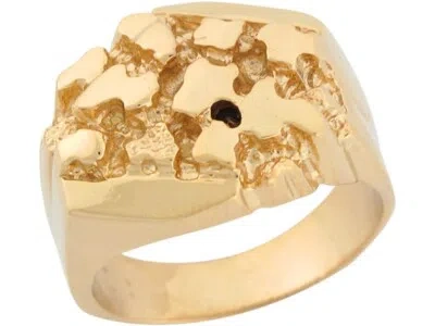 Pre-owned Amoravi 10k Or 14k Solid Yellow Gold Designer Cut Stylish Mens Nugget Ring
