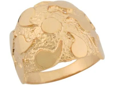 Pre-owned Amoravi 10k Or 14k Solid Yellow Gold Rounded Beautiful Design Mens Nugget Ring