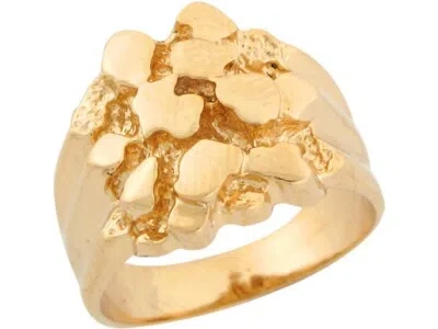 Pre-owned Amoravi 10k Or 14k Solid Yellow Gold Sparkling Beautiful Design Fun Mens Nugget Ring
