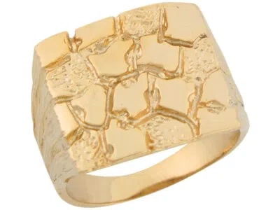 Pre-owned Amoravi 10k Or 14k Solid Yellow Gold Square Cut Rich Mens Nugget Ring