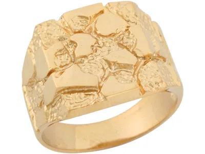 Pre-owned Amoravi 10k Or 14k Solid Yellow Gold Square Cut Shining Beautiful Unisex Nugget Ring