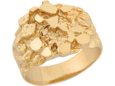 Pre-owned Amoravi 10k Or 14k Solid Yellow Gold Unique Design Modern Mens Nugget Ring
