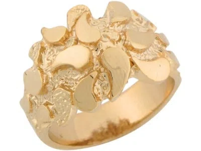 Pre-owned Amoravi 10k Or 14k Solid Yellow Gold Wild Unique Design Fancy Mens Nugget Ring